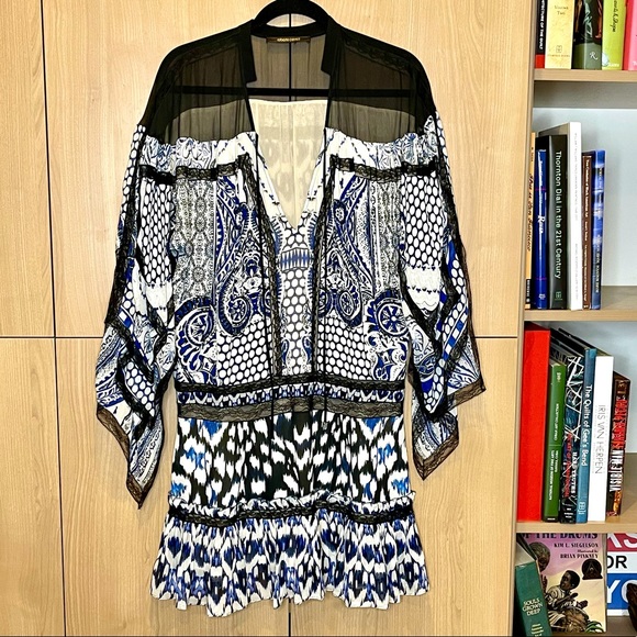 Roberto Cavalli Dresses & Skirts - Roberto Cavalli mini Ikat print dress lace details